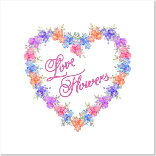 Love Flowers Heart Wreath Posters and Art